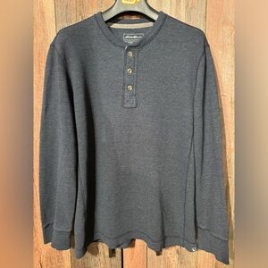 Eddie Bauer Button Henley NWOT Mens Large Graphite